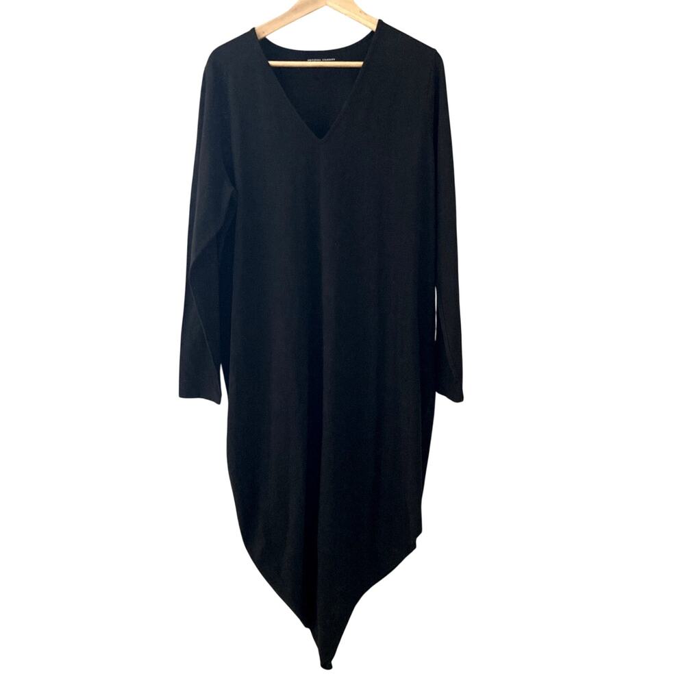 Universal Standard Long Sleeve Asymmetrical VNeck Geneva Dress Black Med 18-20